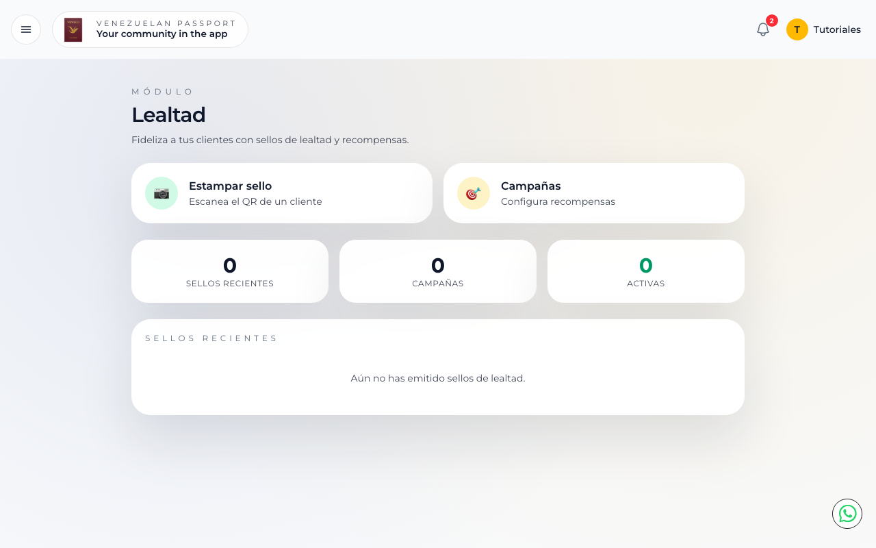 Panel de Campañas de lealtad con métricas y botón Crear campaña
