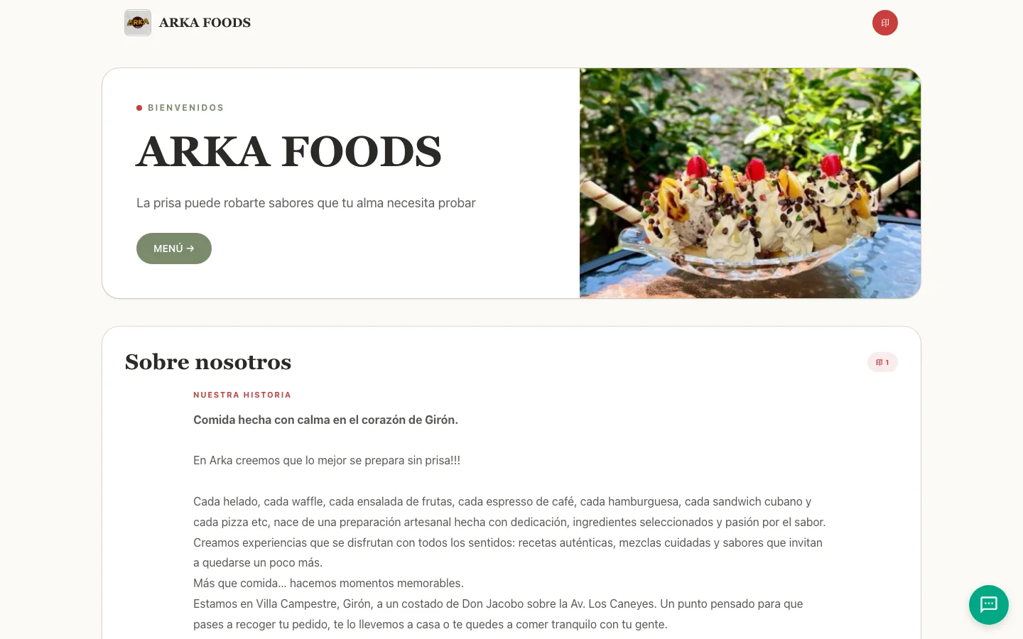 Página web de ARKA FOODS