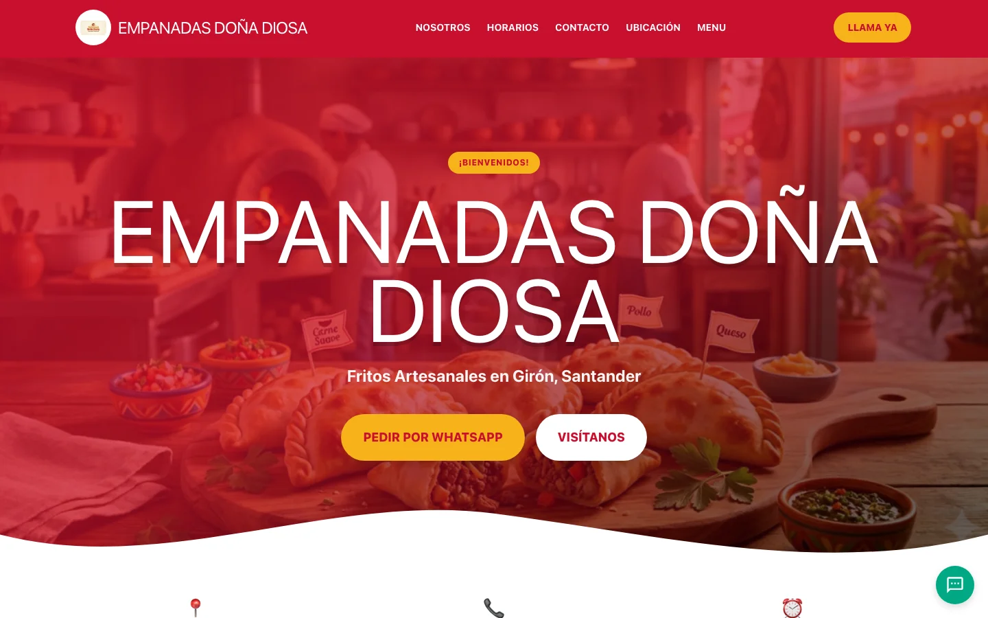 Página web de Empanadas Doña Diosa