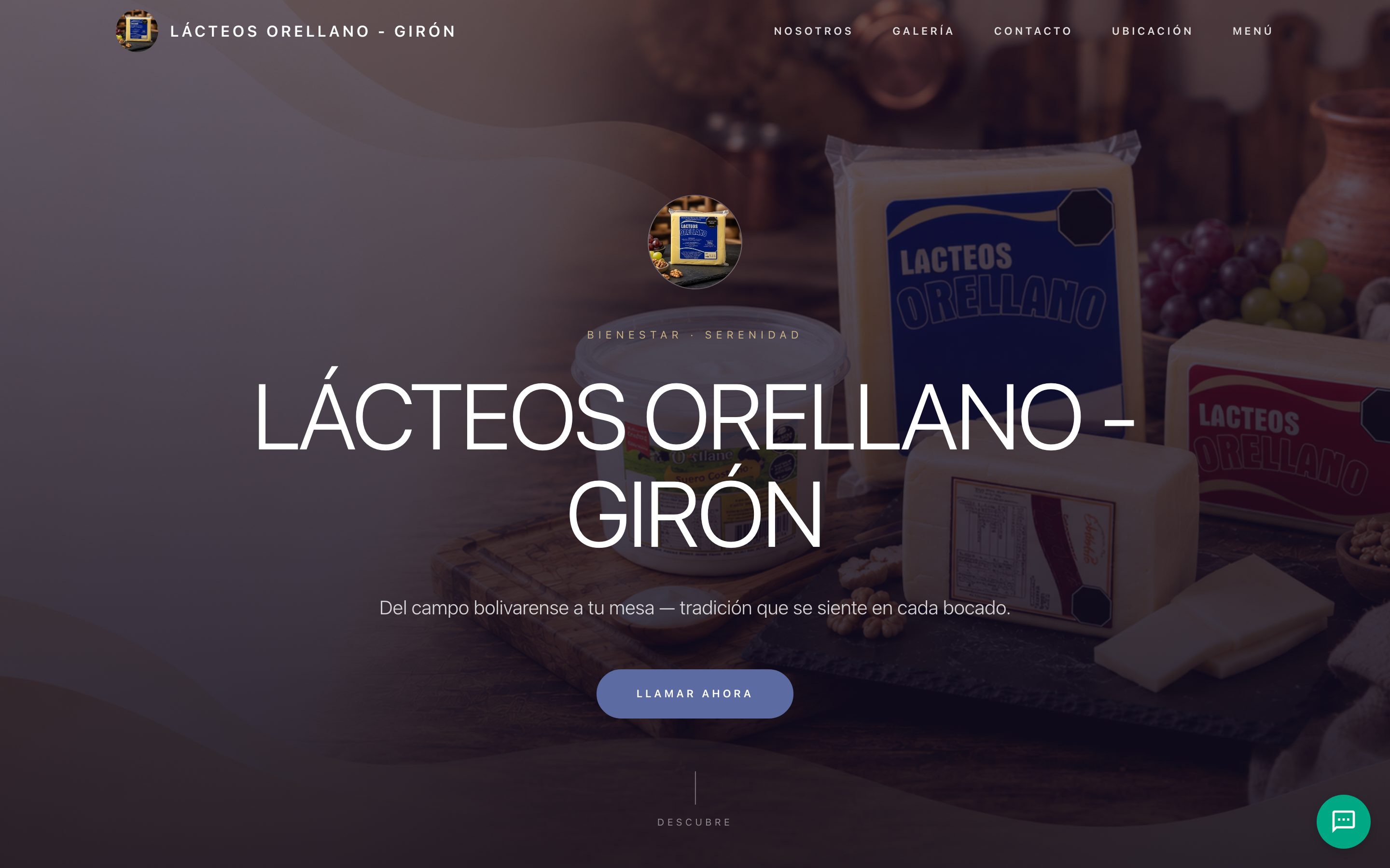 Página web de Lácteos Orellano